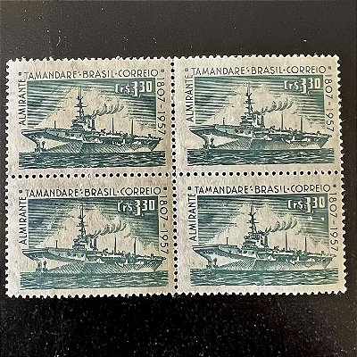 Quadra de Selos Comemorativos do Brasil - Sesquicentenário do Nascimento do Almirante Tamandaré - 1957 - Novo - ref.2685