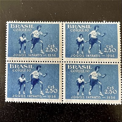Quadra de Selos Comemorativos do Brasil - VI Jogos Infantis no Rio de Janeiro - 1956 - Novo - ref.2688
