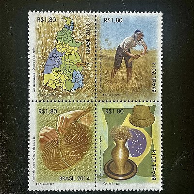 Quadra de Selos Comemorativos do Brasil - Capim Dourado - O Ouro do Jalapão - 2014 - ref.2692