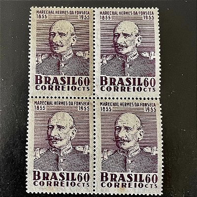 Quadra de Selos Comemorativos do Brasil - Centenário do Nascimento do Marechal Hermes da Fonseca - 1955 - Novo - ref.2695