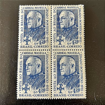 Quadra de Selos Comemorativos do Brasil - XXXVI Congresso Eucaristico Internacional do Rio de Janeiro - 1955 - Novo - ref.2703