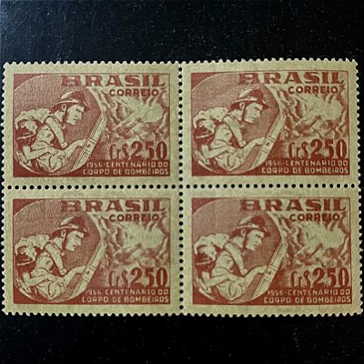 Quadra de Selos Comemorativos do Brasil - Centenário do Corpo de Bombeiros do Rio de Janeiro - 1956 - Novo - ref.2707
