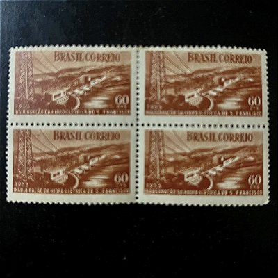 Quadra de Selos Comemorativos do Brasil - Inauguração da Usina Hidreletrica de Paulo Afonso - 1955 - Novo - ref.2709