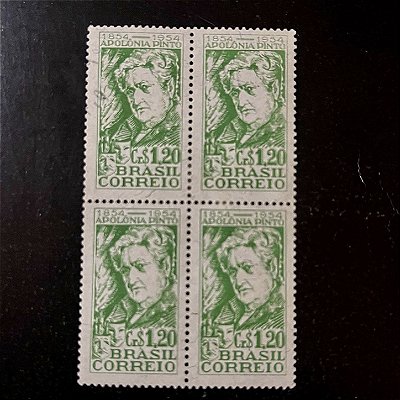 Quadra de Selos Comemorativos do Brasil -Centenário de Nascimento de Apolonia Pinto - 1954 - Novo - ref.2710