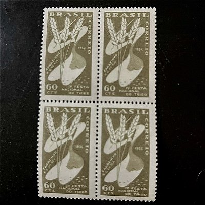 Quadra de Selos Comemorativos do Brasil - IV Festa Nacional do Trigo em Carazinho - 1954 - Novo - ref.2713