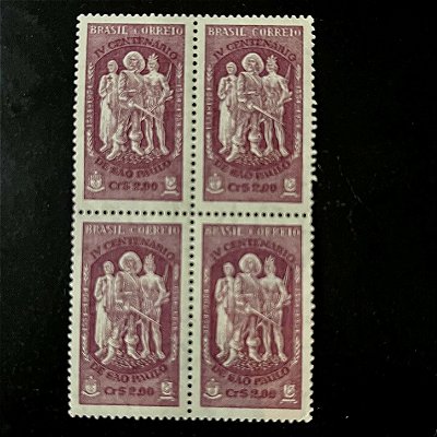 Quadra de Selos Comemorativos do Brasil - Quarto Centenário da Cidade de São Paulo - 1954 - Novo - ref.2715