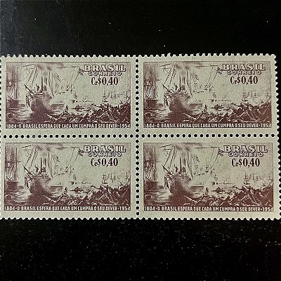 Quadra de Selos Comemorativos do Brasil - Sesquicentenário do Nascimento do Almirante Barroso - 1954 - Novo - ref.2720