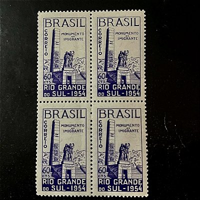 Quadra de Selos Comemorativos do Brasil - Inauguração do Monumento Nacional ao Imigrante em Caxias do Sul - 1954 - Novo - ref.2723