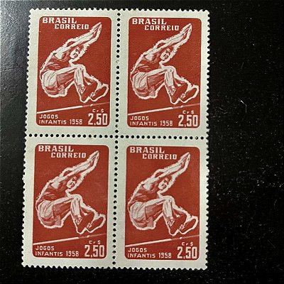 Quadra de Selos Comemorativos do Brasil - VIII Jogos Infantis no Rio de Janeiro - 1958 - Novo - ref.2724