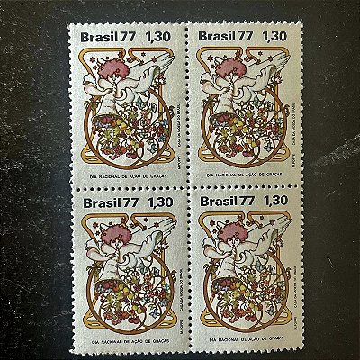 Quadra de Selos Comemorativos do Brasil - Dia Nacional de Ação de Graças - 1977 - Mint - ref.2725