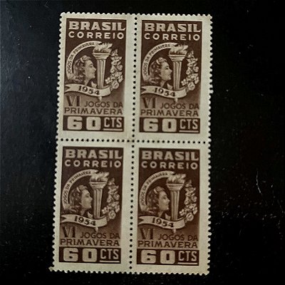 Quadra de Selos Comemorativos do Brasil - VI Jogos da Primavera no Rio de Janeiro - 1954 - Novo - ref.2727