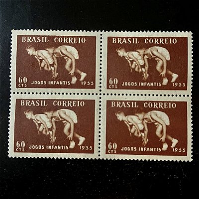Quadra de Selos Comemorativos do Brasil - 5o. Jogos Infantis no Rio de Janeiro - 1955 - Novo - ref.2728