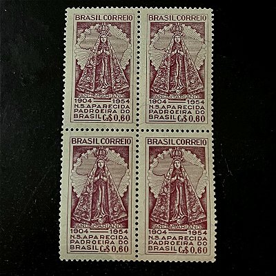 Quadra de Selos Comemorativos do Brasil - Cinquentenário da Coroação de Nossa Senhora Aparecida - 1954 - Novo - ref.2729