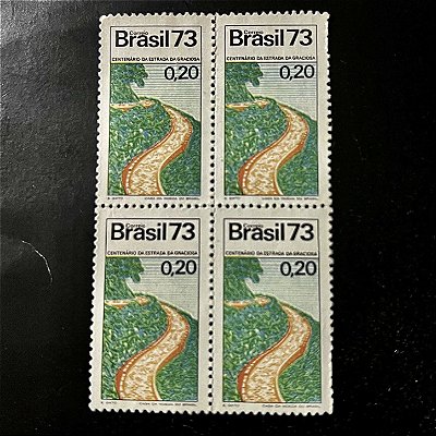 Quadra de Selos Comemorativos do Brasil - Acontecimentos Históricos - Estrada Volta da Ferradura - 1973 - Mint -- ref.2730