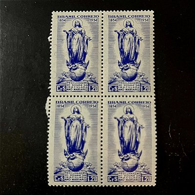 Quadra de Selos Comemorativos do Brasil - Centenário da Proclamação do Dogma da Imaculada Conceição - 1954 - Novo - ref.2730
