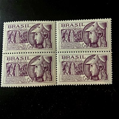 Quadra de Selos Comemorativos do Brasil - X Congresso Internacional de Organização Cientifica em São Paulo - 1954 - Novo - ref.2731