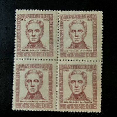 Quadra de Selos Comemorativos do Brasil - Cinquentenário do Telégrafo Elétrico no Brasil - 1952- Novo - ref.2736