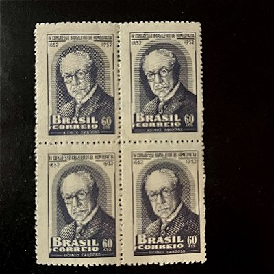 Quadra de Selos Comemorativos do Brasil - IV Congresso Brasileiro de Homeopatia em Porto Alegre - 1952- Novo - ref.2737