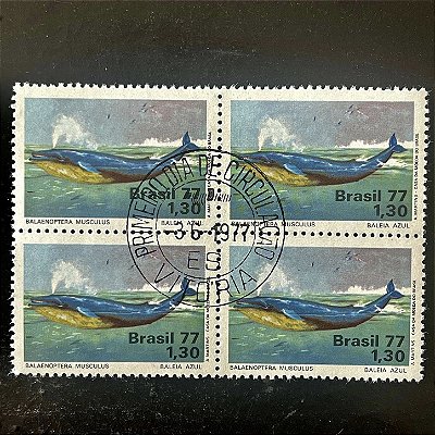 Quadra de Selos Comemorativos do Brasil - Defesa do Meio Ambiente - Fauna - 1977 - carimbo 1o.Dia- ref.2739