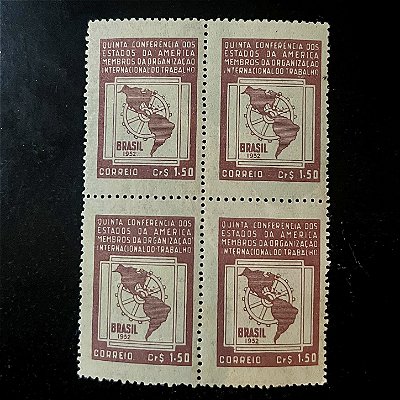 Quadra de Selos Comemorativos do Brasil - 5a.Conferencia dos Estados da América - 1952 - Novo - ref.2740