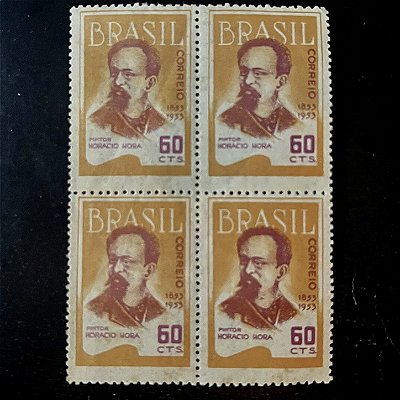 Quadra de Selos Comemorativos do Brasil - Centenário do Nascimento do Pintor Horácio Pinto da Hora - 1953 - Novo - ref.2745