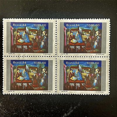 Quadra de Selos Comemorativos do Brasil - Natal 84 - Pinturas Natalinas - Emiliano Di Cavalcanti - 1984 - Mint - ref.2748