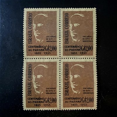 Quadra de Selos Comemorativos do Brasil - Centenário de Emancipação Política d- Estado do Parana - 1953 - Novo - ref.2748
