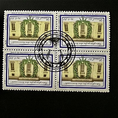 Quadra de Selos Comemorativos do Brasil - Centenário da Academia Brasileira de Letras - 1997 - com carimbo comemorativo - ref.2752