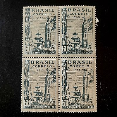Quadra de Selos Comemorativos do Brasil - Centenário da Cidade do Crato - 1953 - Novo - ref.2754