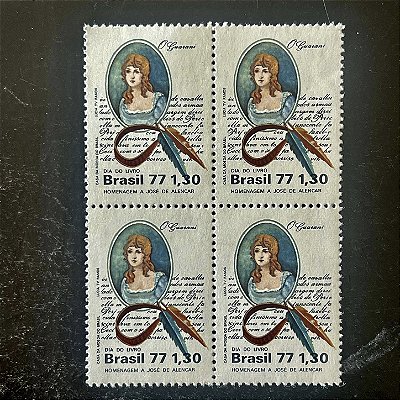 Quadra de Selos Comemorativos do Brasil - Dia do Livro - Homenagem a Jose de Alencar - 1977 - Mint - ref.2754