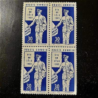 Quadra de Selos Comemorativos do Brasil - Dia do Selo - 1969 - Novo - ref.2756