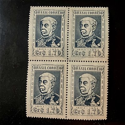 Quadra de Selos Comemorativos do Brasil - 150 anos de Nascimento de Duque de Caxias - 1953 - Novo - ref.2756