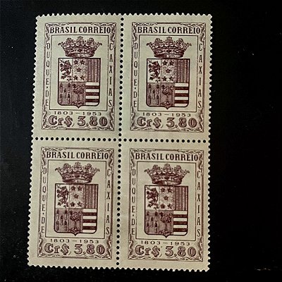 Quadra de Selos Comemorativos do Brasil - 150 anos do Nascimento de Duque de Caxias - 1953 - Novo - ref.2758