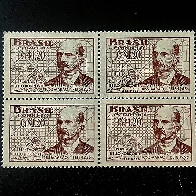 Quadra de Selos Comemorativos do Brasil - Centenário do Nascimento do Engenheiro Aarão de Carvalho Reis - 1953 - Novo - ref.2760