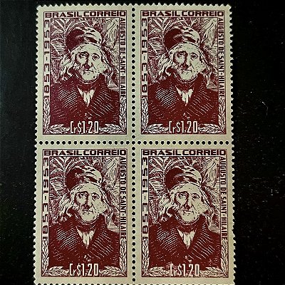 Quadra de Selos Comemorativos do Brasil - Centenário da Morte de Auguste de Saint Hilaire - 1953 - Novo - ref.2762