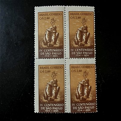 Quadra de Selos Comemorativos do Brasil - Propaganda do 4o.Centenário da Fundação da Cidade de São Paulo- 1953 - Novo - ref.2764