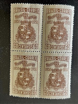 Quadra de Selos Comemorativos do Brasil - Centenário da Fundação da Cidade de Joinville - 1951 - Novos - ref.2771