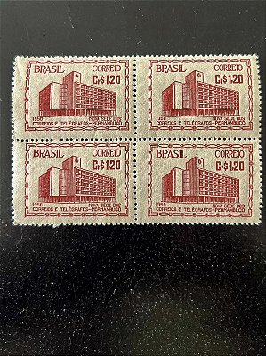 Quadra de Selos Comemorativos do Brasil - Inauguração do Novo Edificio dos Correios e Telégrafos em Recife - 1951 - Novos - ref.2780