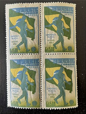 Quadra de Selos Comemorativos do Brasil -4o. Campeonato Mundial de Futebol no Brasil - 1950 - Novos - ref.2783