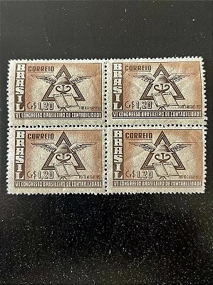Quadra de Selos Comemorativos do Brasil - VI Congresso Brasileiro de Contabilidade em Porto Alegre - RS - 1953 - Novos - ref.2791