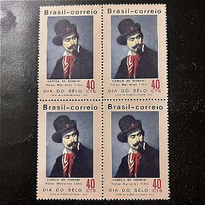 Quadra de Selos Comemorativos do Brasil - Dia do Selo - Pinturas Brasileiras - Cabeça de Homem - 1971 - Novos - ref.2797