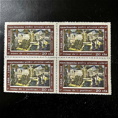 Quadra de Selos Comemorativos do Brasil - 500o.Aniversário de Pedro Alvares Cabral - 1968 - Novos - ref.2800