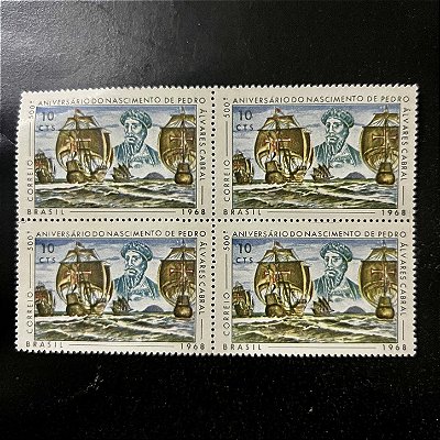 Quadra de Selos Comemorativos do Brasil - 500o.Aniversário do Nascimento de Pedro Alvares Cabral - 1968 - Novos - ref.2804