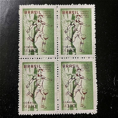 Quadra de Selos Comemorativos do Brasil - Brasil - Campeão Mundial de Futebol na Suécia - 1959 - Novos - ref.2809