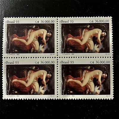 Quadra de Selos Comemorativos do Brasil - 150 Anos do Nascimento de Pedro Américo - A Carioca - 1993 - Mint - ref.2812