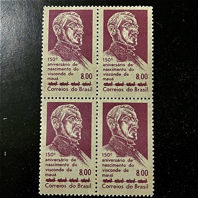 Quadra de Selos Comemorativos do Brasil - 150o.Aniversário do Visconde Mauá - 1963 - Novos - ref.2814