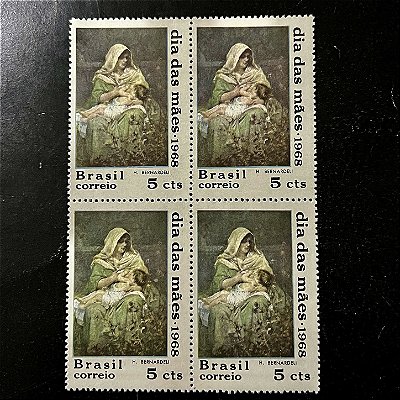Quadra de Selos Comemorativos do Brasil - Dia das Mães - 1968 - Mint - ref.2821