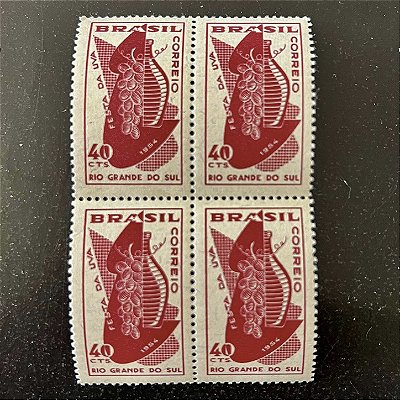 Quadra de Selos Comemorativos do Brasil - Festa da Uva em Caxias do Sul - RS - 1954 - Novos - ref.2822