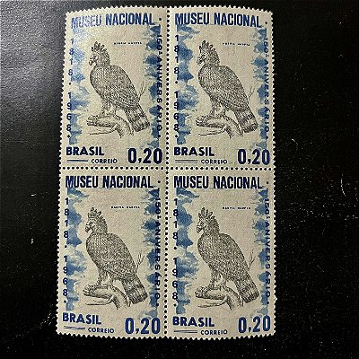 Quadra de Selos Comemorativos do Brasil - Sesquicentenário do Museu Nacional do Rio de Janeiro - 1968 - Novos - ref.2825