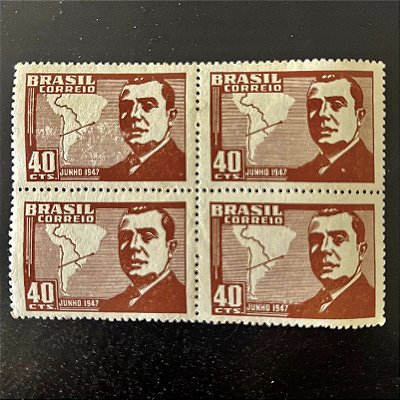 Quadra de Selos Comemorativos do Brasil - Visita do Presidente do Chile Gabriel Gonzalez Videla - 1947 - Novos - ref.2833